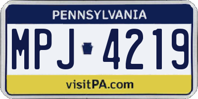PA license plate MPJ4219