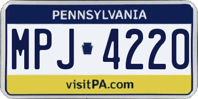 PA license plate MPJ4220