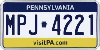 PA license plate MPJ4221