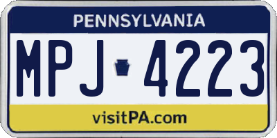 PA license plate MPJ4223