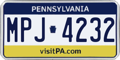 PA license plate MPJ4232