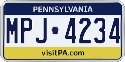 PA license plate MPJ4234