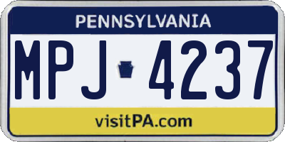 PA license plate MPJ4237