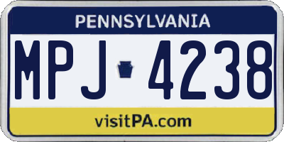 PA license plate MPJ4238