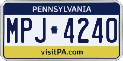 PA license plate MPJ4240