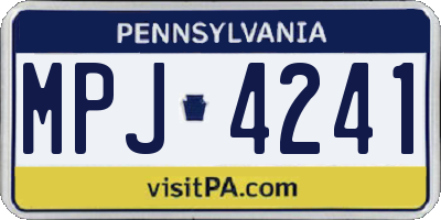 PA license plate MPJ4241