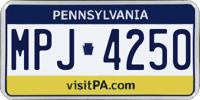 PA license plate MPJ4250