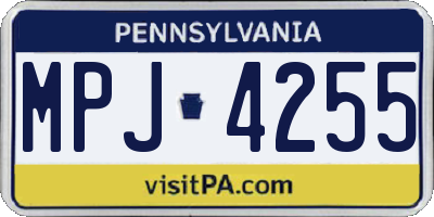 PA license plate MPJ4255