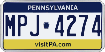 PA license plate MPJ4274