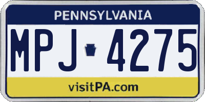 PA license plate MPJ4275