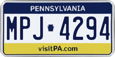 PA license plate MPJ4294
