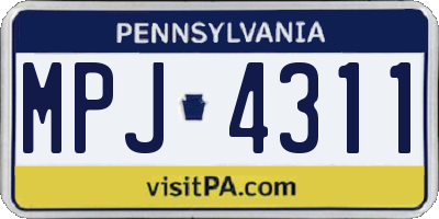 PA license plate MPJ4311