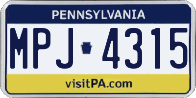PA license plate MPJ4315