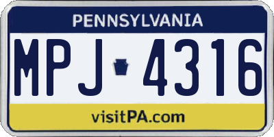 PA license plate MPJ4316