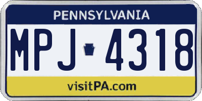 PA license plate MPJ4318