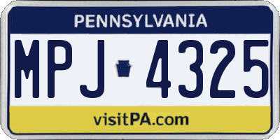 PA license plate MPJ4325