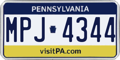 PA license plate MPJ4344
