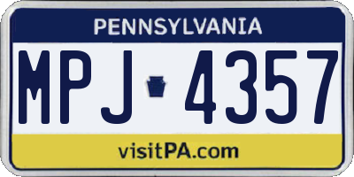 PA license plate MPJ4357
