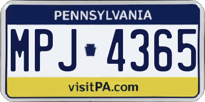 PA license plate MPJ4365