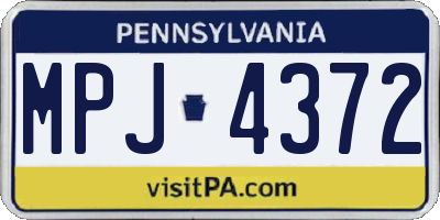 PA license plate MPJ4372