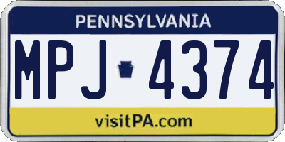PA license plate MPJ4374