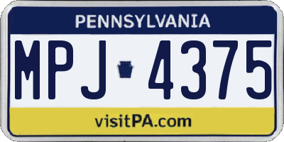 PA license plate MPJ4375