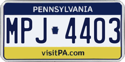 PA license plate MPJ4403