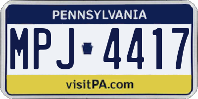 PA license plate MPJ4417