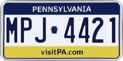 PA license plate MPJ4421