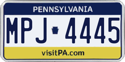 PA license plate MPJ4445