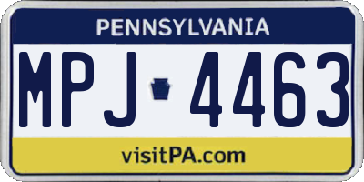 PA license plate MPJ4463