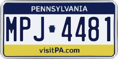 PA license plate MPJ4481
