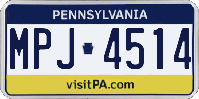 PA license plate MPJ4514