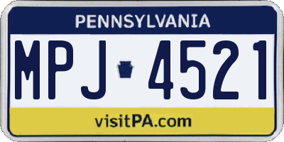 PA license plate MPJ4521