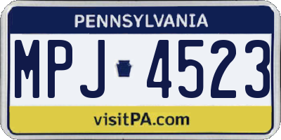 PA license plate MPJ4523
