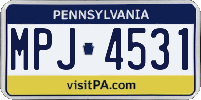 PA license plate MPJ4531