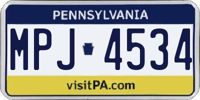 PA license plate MPJ4534