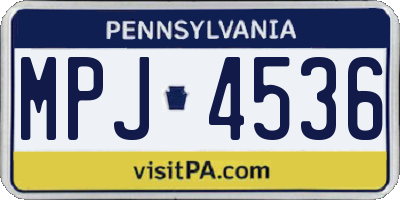 PA license plate MPJ4536