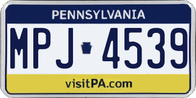 PA license plate MPJ4539