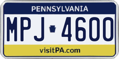 PA license plate MPJ4600