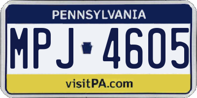 PA license plate MPJ4605