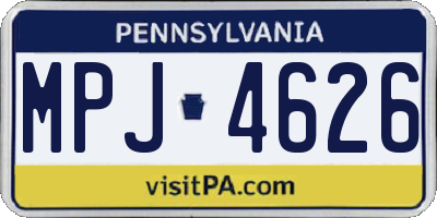 PA license plate MPJ4626