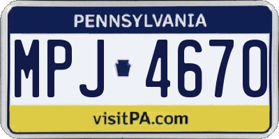 PA license plate MPJ4670