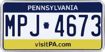PA license plate MPJ4673