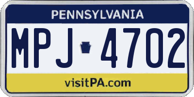 PA license plate MPJ4702