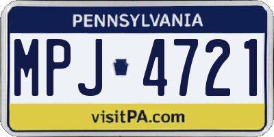 PA license plate MPJ4721