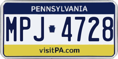 PA license plate MPJ4728