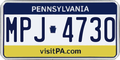 PA license plate MPJ4730
