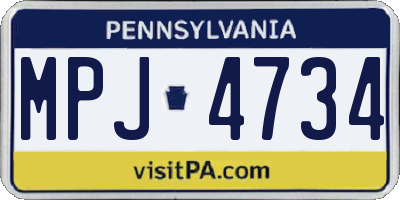 PA license plate MPJ4734