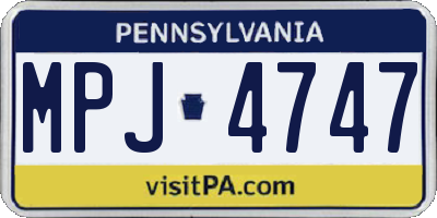 PA license plate MPJ4747